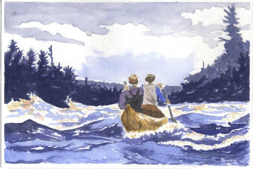 Winslow Homer "Canoe in the Rapids" 1897 Wet on wet is when you paint into a wet surface allowing the colors to blend and bleed