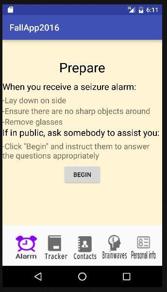 Features- Alarm tab Prepare Provides user with information on how to prepare
