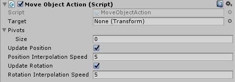 There is an extra parameter to specify the interpolation speed for both rotation and position update; this determines how fast the object is translated from one pivot to the next.