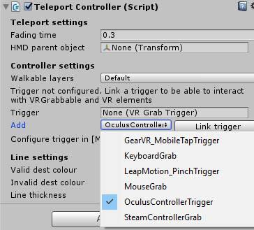 VR Triggers Oculus trigger (experimental) The collection of triggers offered by VREasy (keyboard, mouse, tilt,