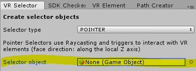 Once the prefab is in your scene, you can configure it as a selector just like with any other: Sight and Pointer Selector: use the Head object as the Selector object Touch Selector: use either of the