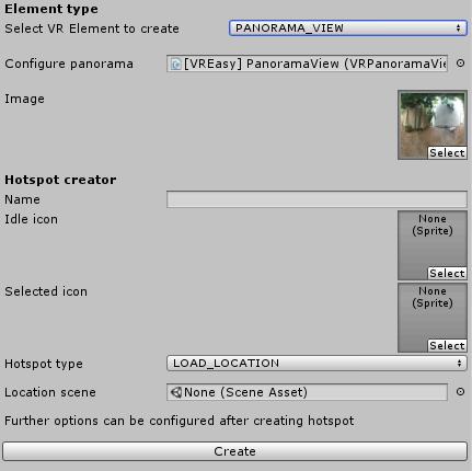 Add the desired 360 panorama image to the Image field and click on Add new panorama to create a VRPanoramaView object.