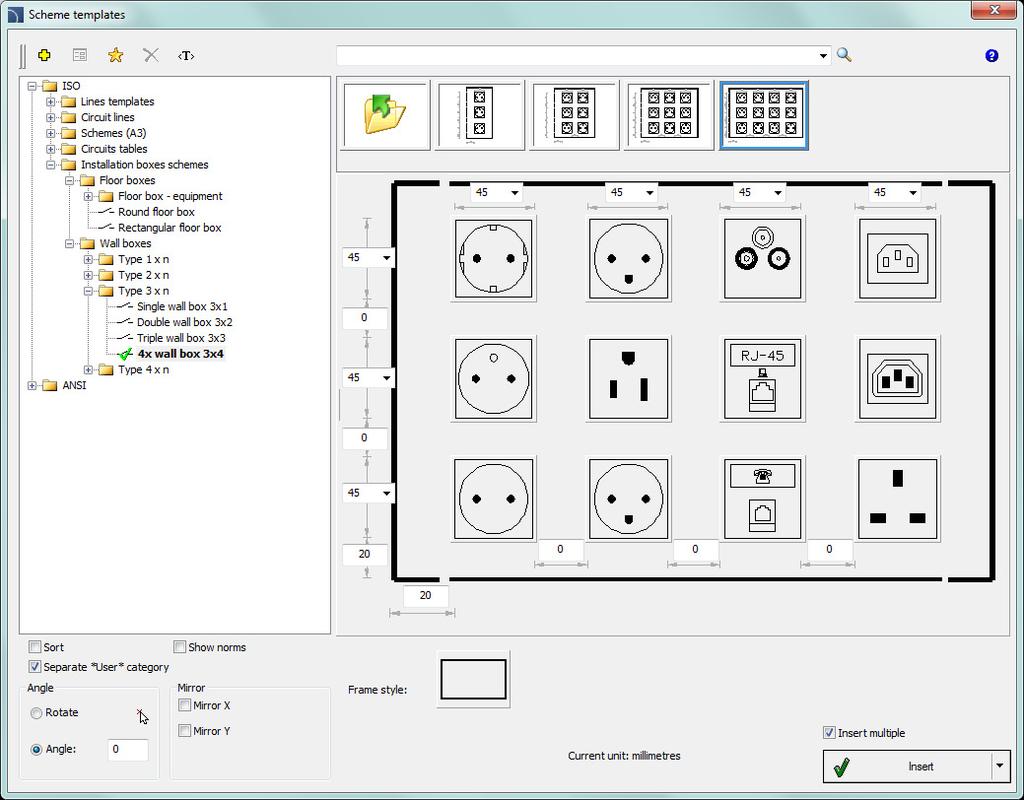 CADprofi Electrical changes in installation boxes schemes New sockets and switches