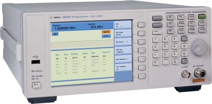 Key specifications Frequency range Switching speed Frequency reference Output power Level uncertainty Reverse power protection Phase noise Residual FM N9310A RF signal generator 9 khz to 3 GHz (RF);