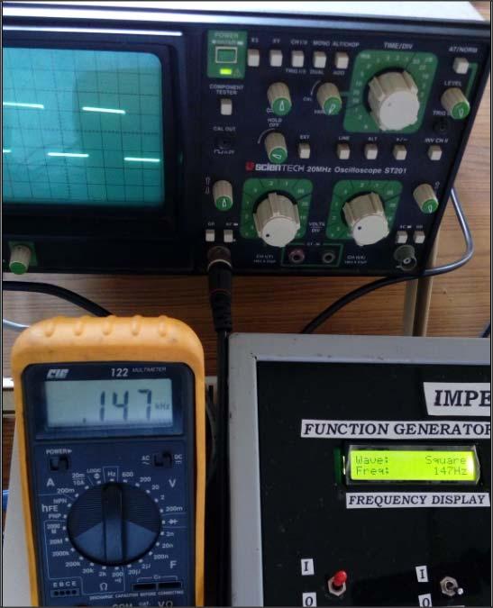 shows the frequency in KHz that matches with function generator s LCD display in terms of Hz. 7a.