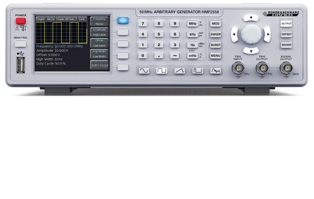 HMF Arbitrary Function Generator The latest generation of arbitrary function generators Frequency range: 10 μhz to 25 MHz/50 MHz Triangle waveforms up to 10 MHz Output voltage: 5 mv to 10 V (Vpp)