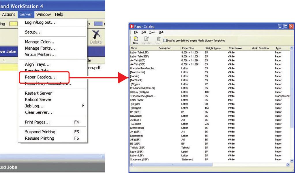 Connected to the database controller, the Paper Catalog feature helps users store versatile media types and sizes, glossiness/basis weight, and output profile.