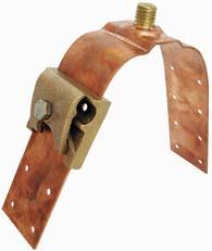 AIR TERMINAL BASE LPM-181 A Tinned, Cast Copper Alloy Cable Clamp For Mounting on Pipes, Round andrails, etc. Up to 1-1/4" O.