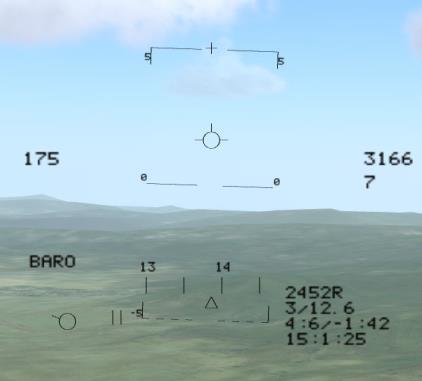 [FLAMING CLIFFS 3] A-10A HUD and TV Monitor operating modes Basic HUD Symbology There are a group of symbols that remain on the HUD regardless of operating mode.