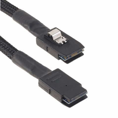 M Mini Serial Attached SCSI (minisas) Cable Assembly 8N6 Series Gbps per channel data rate 6 Conductor signal assembly Multiple lengths available Metal latch designed to ensure retention Two levels