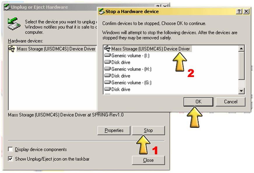(NOTE 1) Re installation of the Digital Camera Reader. 1. Disconnect the device pressing the Windows TM key and then click the right mouse button on the I/O device icon. 2. Uninstall.