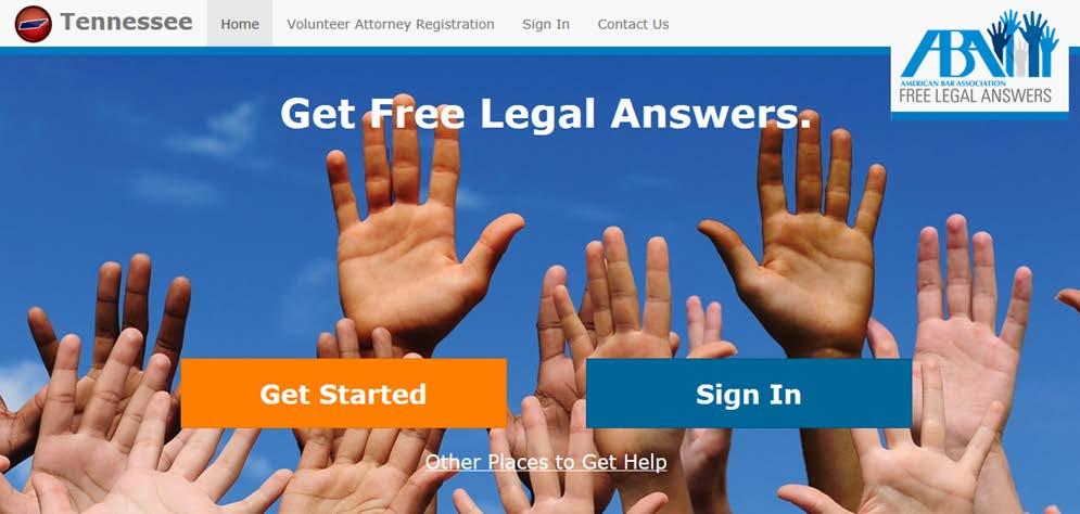 How does Tennessee use tn.freelegalanswers.org? 1-844-HELP4TN (statewide free civil legal helpline) www.help4tn.