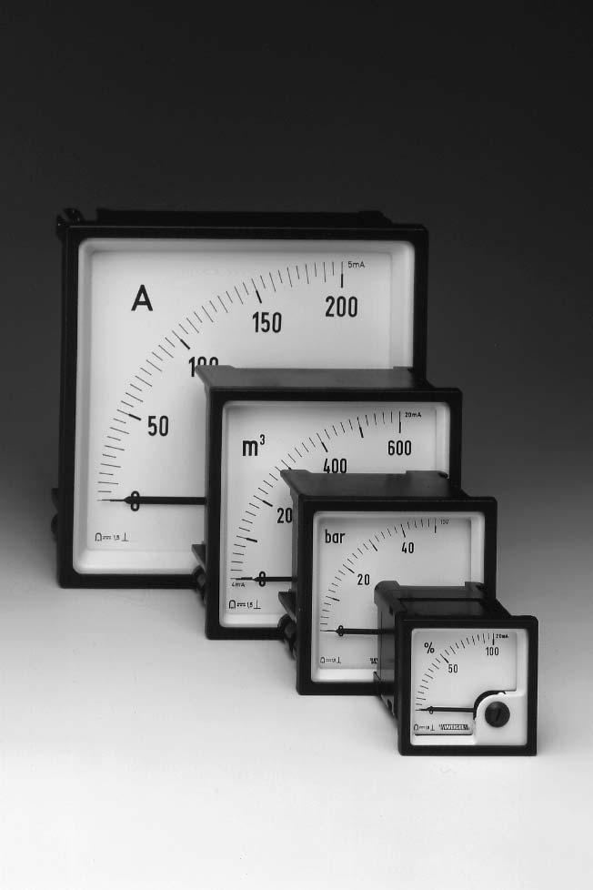 Application General Data Analog Panel Meters in thermoplastic cases with slide-in-dials for standard applications in switchboard, generating set and control panel production for mounting in