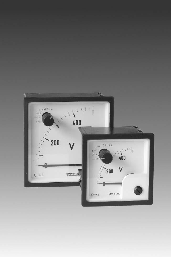 EQ 48 K EQ 72 K EQ 96 K EQ 144 K Moving - Iron EQ 72 SWT EQ 96 SWT Switchable Meters with Moving - Iron pivot and jewel moving - iron movement, silicon oil damped 0... 1 / 2 A up to 0.