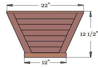 DIMENSIONS & DRAWINGS SPECIFICATIONS: The Bonsai planter is offered in one standard size that is commonly ordered for Bonsai plants. The standard size has a 12" Square Base and a 22" Square Top.