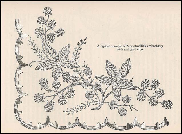 An Introduction to Mountmellick Embroidery By Liz Almond of Blackwork Journey Irish Mountmellick embroidery was developed around 1825 by Johanna Carter, who taught it to a group of women and girls.