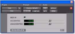 3 In the Click plug-in window, click the Librarian menu and pick a sound.