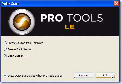 2 Launch Pro Tools LE by clicking its icon in the Dock (Mac) or double-clicking its icon on your desktop (Windows).