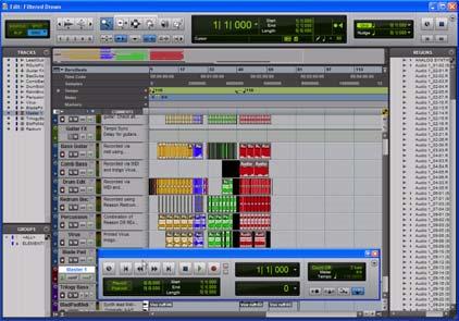Pro Tools opens the session, which should look similar to the following: Toolbar Track Edit window Play and Listen To play the Demo Session: 1 On your Pro Tools LE interface, raise the volume by