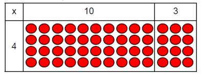 4 rows of 10 4 rows of 3 Children can represent the