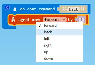 Step 11 Under the On Chat Command Back block, using the