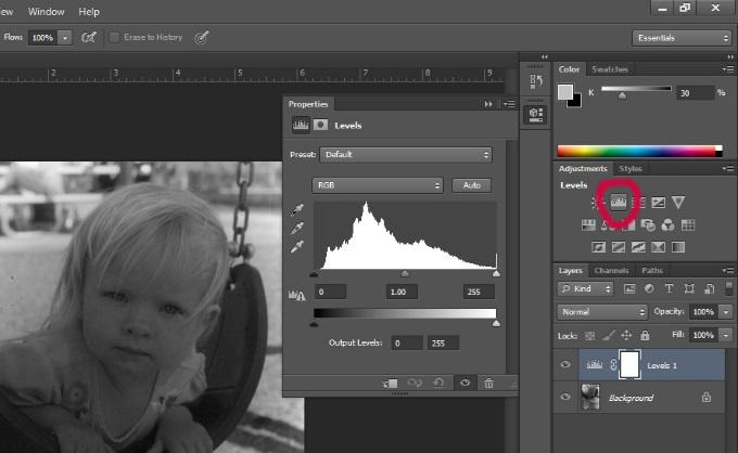 Adjusting the Contrast on the Histogram using Levels: To