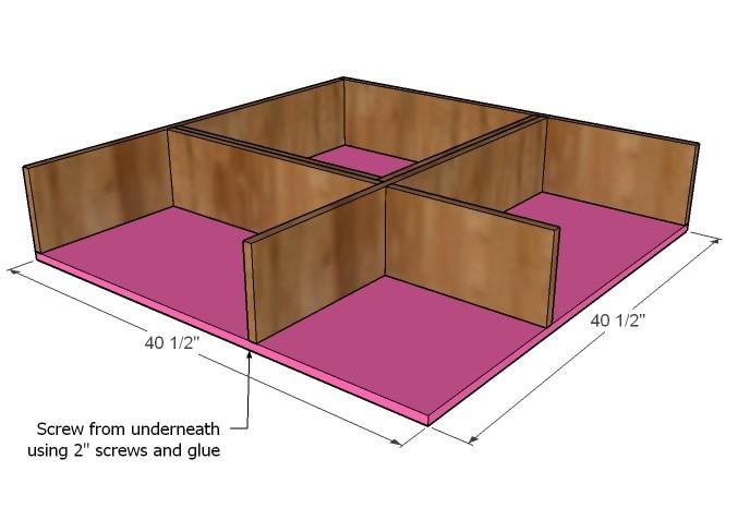 [22] BOTTOM Cut your bottom plywood and attach it to the bottom of your unit (cleats are on the top) as