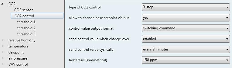 2. CO 2 and relative humidity control (Picture shows CO2 control) Selection of the type of control: Disabled 1-step (2.1 / 2.