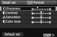 A Customizing Image CharacteristicsN You can customize a Picture Style by adjusting individual parameters lie [Sharpness] and [Contrast].