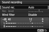 3 Menu Function Settings [o] tab Sound recording Normally, the built-in microphone will record monaural sound.