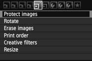 K Protecting Images Protecting an image prevents it from being erased accidentally. 3 Protecting a Single Image 1 Select [Protect images]. Under the [3] tab, select [Protect images], then press <0>.