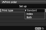 W Digital Print Order Format (DPOF) You can set the print type, date imprinting, and file No.