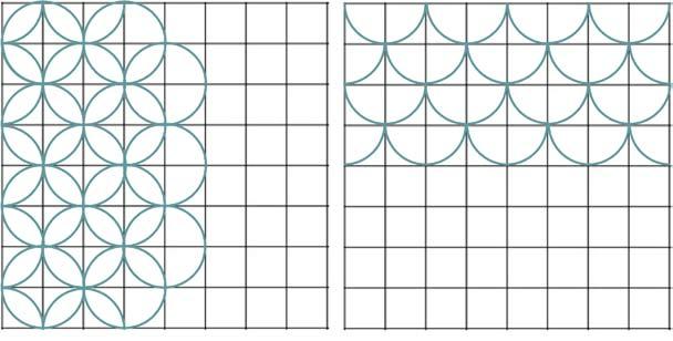 Here are instructions to make similar designs using a square grid and circles.
