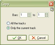 Paste Bars The Bar > Paste [Ctrl+V] menu pastes previously cut or copied bars. If the bars were copied, paste functions like the copy type (all tracks or single track).