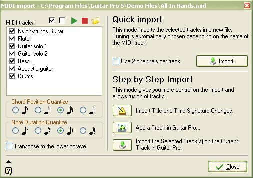 Using Guitar Pro Import a Score MIDI Import Definition: MIDI - Musical Instrument Digital Interface.