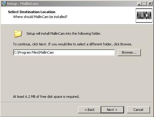 10. The program prompts you for a destination folder to install the files: You can change the suggested location or click Next to accept the default