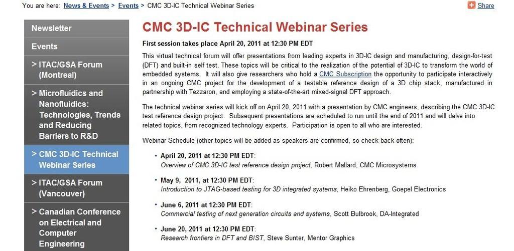 Stay in touch with the project For regular updates on upcoming webinars in this series: http://www.cmc.