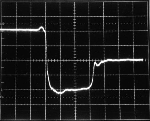 153 Figure B.5. Reverse recovery transient for a TRW DSR3400X fast-recovery rectifier. Note the undesirable snappy response.