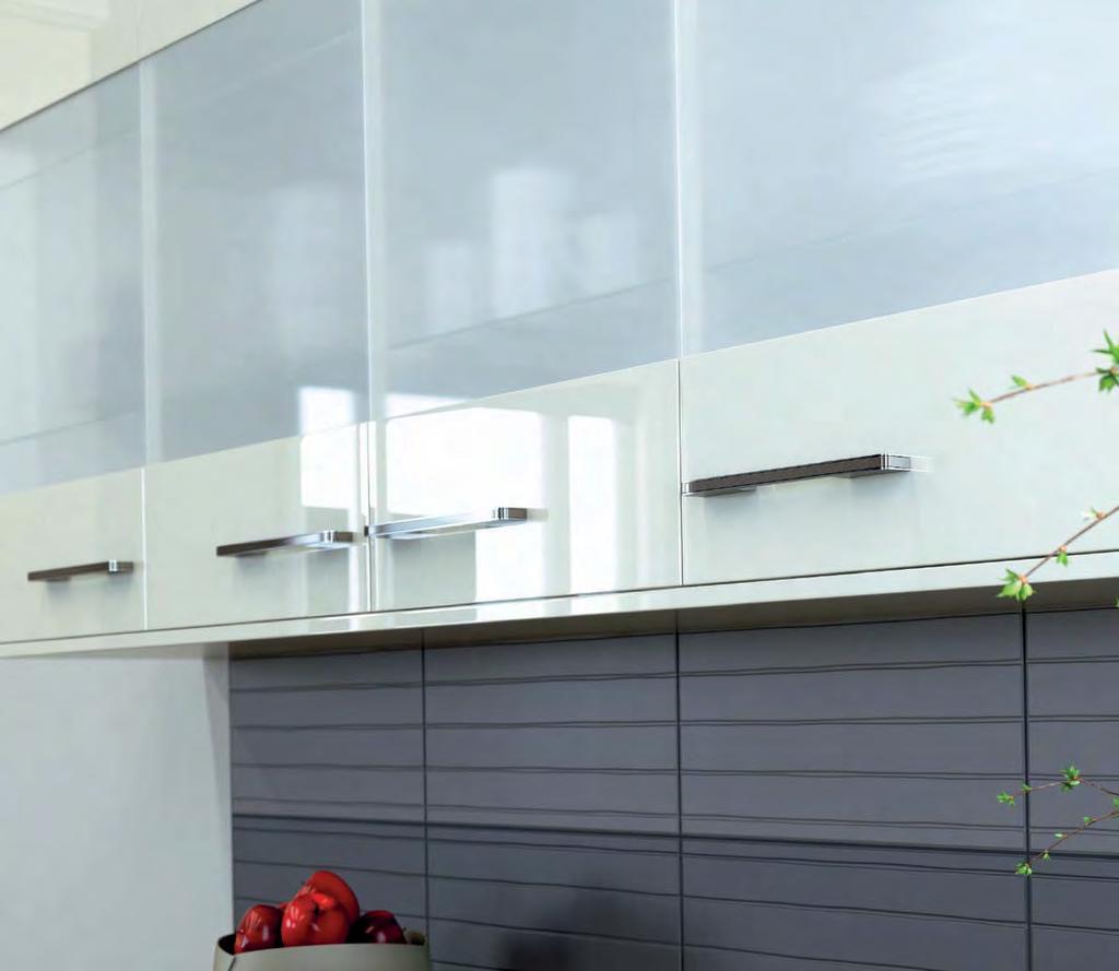 MUSSEL Above: With the designer glazed door of Alta Gloss you can create a stylish look with minimum