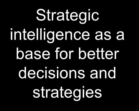 intelligence as a base for better decisions and strategies Changes in society for better