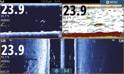 Võimsa jõudlusega CHIRP sonar näitab ülitäpseid detaile kuni 1067 meetri sügavusest.