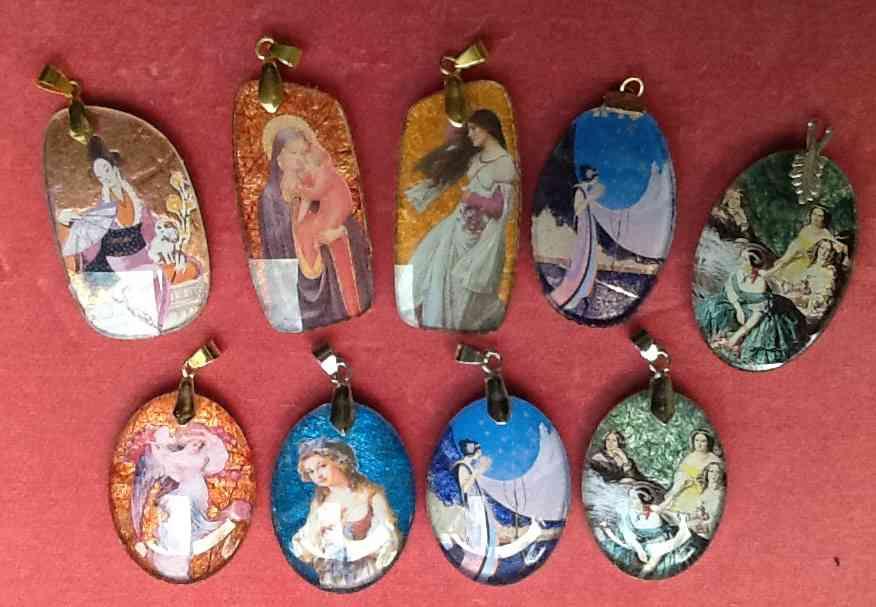 Here are some samples of the pendants under glass.