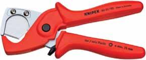 Pipe Cutter for plastic conduit pipes for clean cutting of plastic pipes (e.g. plastic conduit pipes) with 6-35 dia.