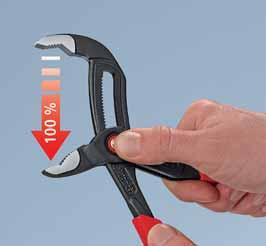 The gripping width of the pliers is then fixed and can only be adjusted by pressing the