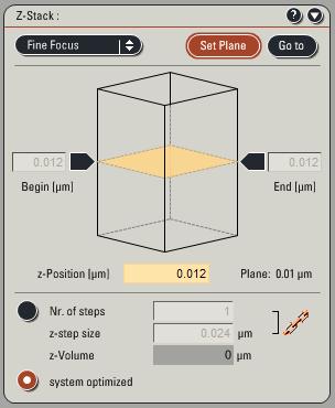 5. Select Fine focus to use the piezo for precise stacking 6.