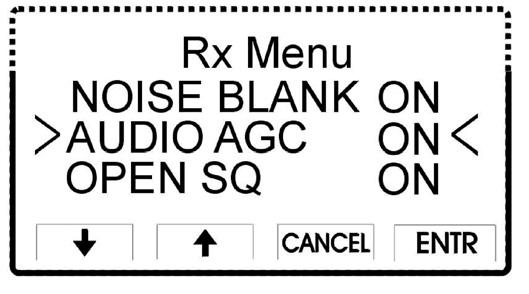 Rx menu - Receiver menu NOISE BLANK ON/OFF When the function is ON radar and pulse noise will be
