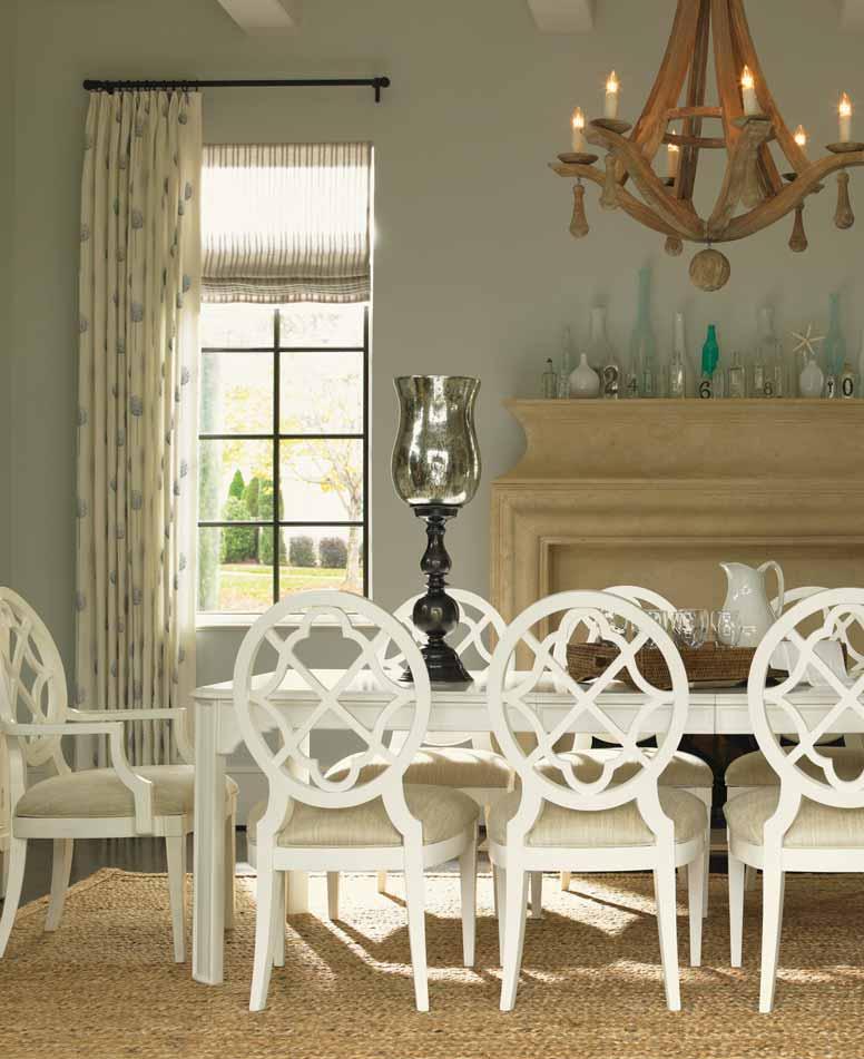 The quatrefoil design on the Mill Creek chairs refl ects the Moroccan