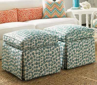 The Half Moon Caye ottoman features an ultra down seat and designer