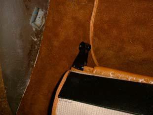 8 12. Carpet over rear seat back (left): same as 11. 13. Carpet over door pocket (right): For 77-86 models only: to remove, carefully prize off leather from inside the door pocket.