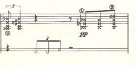 Figure 9.20 Alternation with tambora (ROYAL WINTER MUSIC SONATA, HENZE) Henze uses an alternation between tambora chords and percussion (Figure 9.20).